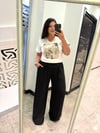 Oversize Ayrobin Kumaş Siyah Pantolonlu Kadın İkili Takım - Siyah 