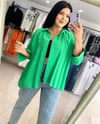 Oversize Cepli Pamuklu Kadın Gömlek - Yeşil