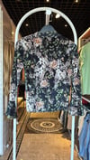Oversize Çiçekli Kol Detaylı Kadın Bluz - Siyah 