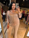 Oversize Çizgili Gold Düğme Detaylı Kadın Gömlek - Vizon 