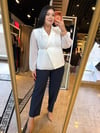 Oversize Çizgili Kumaş Boru Paça Kadın Pantolon - Lacivert 