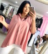 Oversize Dökümlü Kadın Gömlek - Pudra