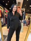 Oversize Halter Yaka Gold Düğme Detaylı Kadın Bluz - Siyah 