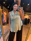 Oversize Halter Yaka Gold Toka Detay Kadın Bluz - Mint 