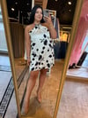 Oversize Halter Yaka Kolye Detaylı Kadın Elbise - Siyah Beyaz 