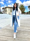 Oversize Jean Detay Kapitone Kadın Trençkot - Krem