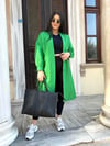 Oversize Kapitone Bohem Desenli Kadın Trençkot - Yeşil 