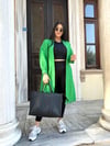 Oversize Kapitone Bohem Desenli Kadın Trençkot - Yeşil 