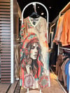 Oversize Kızılderili Desenli Simli V Yaka Maxi Boy Elbise - Krem