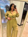 Oversize Koton Kumaş Bel Lastikli Kadın İkili Takım - Yeşil