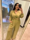 Oversize Koton Kumaş Bel Lastikli Kadın İkili Takım - Yeşil