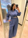 Oversize Koton Kumaş Bel Lastikli Kadın İkili Takım -  Mavi