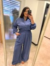 Oversize Koton Kumaş Bel Lastikli Kadın İkili Takım -  Mavi
