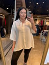 Oversize Koton Kumaş Kadın Gömlek - Beyaz 