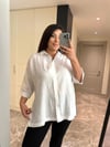 Oversize Koton Kumaş Kadın Gömlek - Beyaz 