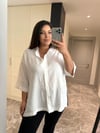 Oversize Koton Kumaş Kadın Gömlek - Beyaz 
