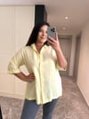 Oversize Koton Kumaş Kadın Gömlek - Sarı 