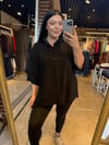 Oversize Koton Kumaş Kadın Gömlek - Siyah 