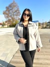 Oversize Nakışlı Püsküllü Kaşe Kadın Ceket -  Gri