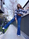 Oversize Oduncu Detay  Kadın Crop Gömlek - Lacivert 