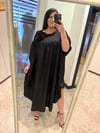 Oversize Pamuk Kumaş Çiçek Taşlı Elbise - Siyah 