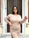 Oversize Pamuklu Ekstra Yumuşak Modal Kumaş Büzgülü Kadın İkili Takım - Krem 