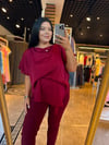 Oversize Puanlı Asimetrik Kadın Bluz - Bordo 
