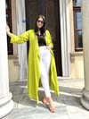 Oversize Şal Yaka Nakışlı Maxi Boy Kadın Kimono - Yeşil 