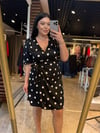Oversize Saten Kumaş  Puantiyeli Kadın Elbise - Siyah 