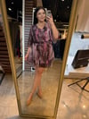 Oversize Şifon Kumaş Desenli Kadın Elbise - Pembe 