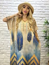 Oversize V Yaka Maxi Boy Simli Elbise - Mavi