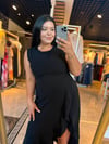 Oversize Volanlı Fırfırlı Krep Kumaş Kadın Elbise - Siyah 