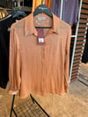 Oversize Yaka Taş Detaylı Organze Kumaş Kadın Gömlek - Bronz