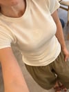  Ekru Gofre Baskılı Triko Tshirt