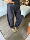 Aksesuar Detaylı İndigo Denim Görünümlü Pantolon