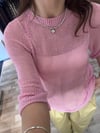 Bisiklet Yaka Örme Pembe Triko