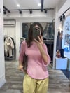 Bisiklet Yaka Örme Pembe Triko