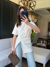 Burgu Detaylı Tasarım Tshirt Ekru