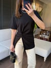 Burgu Detaylı Tasarım Tshirt Siyah