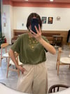 Büzgülü Yeşil Kısa Kol Tshirt