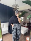 Ekose Desen Kuşaklı Şalvar Pantolon