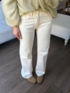 Ekru Wide Leg Orta Bel Jean