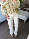Ekru Wide Leg Orta Bel Jean