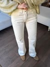 Ekru Wide Leg Orta Bel Jean