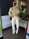Ekru Wide Leg Orta Bel Jean