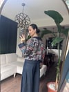 Etnik Denim Görünümlü Desenli Ceket