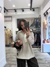 Fermuarlı Yakalı Çizgili Sweat
