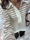 Fermuarlı Yakalı Çizgili Sweat