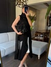 File Detaylı Cepli Uzun Siyah Yelek