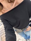 Kayık Yaka Siyah Yarasa Triko